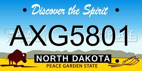 AXG5801 North Dakota License Plate