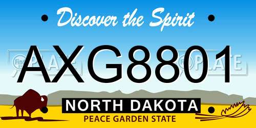 AXG8801 North Dakota License Plate