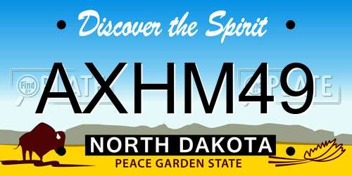 AXHM49 North Dakota License Plate