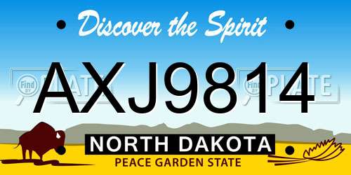AXJ9814 North Dakota License Plate