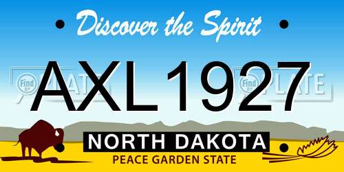 AXL1927 North Dakota License Plate