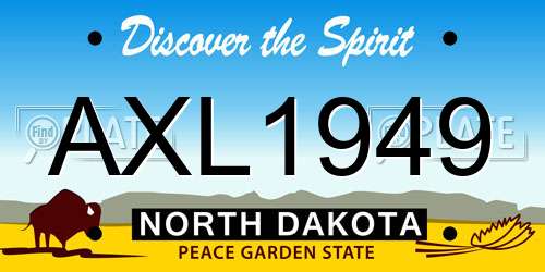 AXL1949 North Dakota License Plate