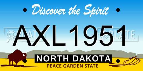 AXL1951 North Dakota License Plate
