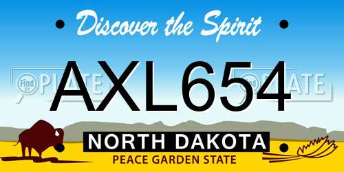 AXL654 North Dakota License Plate