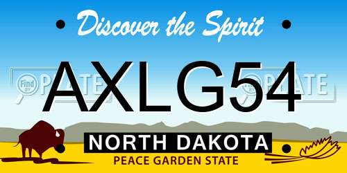 AXLG54 North Dakota License Plate