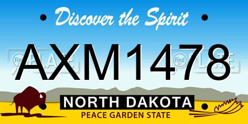 AXM1478 North Dakota License Plate