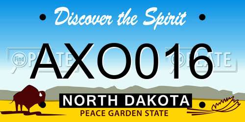 AXO016 North Dakota License Plate