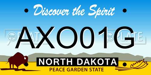 AXO01G North Dakota License Plate