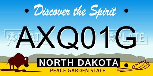 AXQ01G North Dakota License Plate