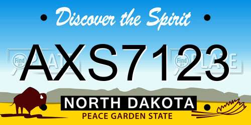 AXS7123 North Dakota License Plate