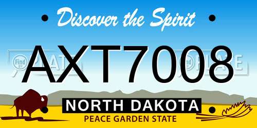 AXT7008 North Dakota License Plate