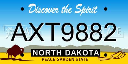 AXT9882 North Dakota License Plate