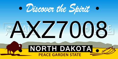 AXZ7008 North Dakota License Plate