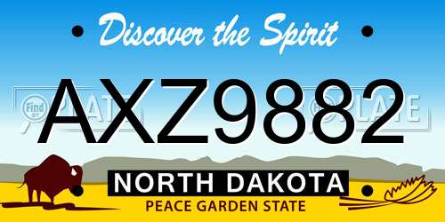 AXZ9882 North Dakota License Plate