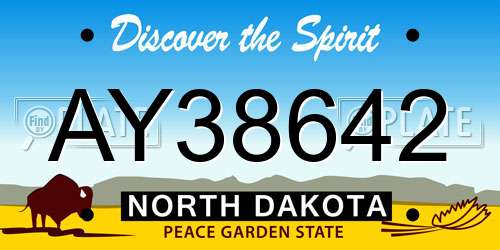 AY38642 North Dakota License Plate