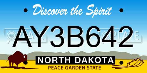 AY3B642 North Dakota License Plate