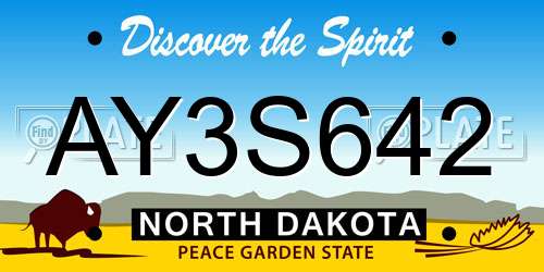 AY3S642 North Dakota License Plate