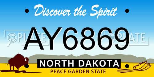 AY6869 North Dakota License Plate