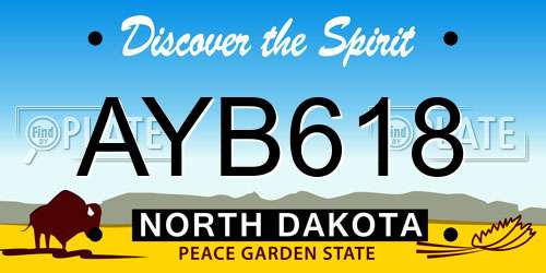 AYB618 North Dakota License Plate