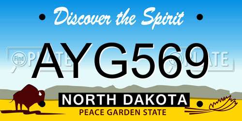 AYG569 North Dakota License Plate