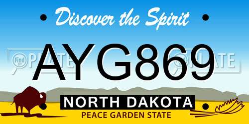 AYG869 North Dakota License Plate