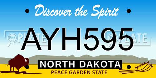 AYH595 North Dakota License Plate
