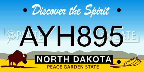 AYH895 North Dakota License Plate