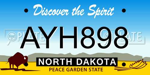 AYH898 North Dakota License Plate