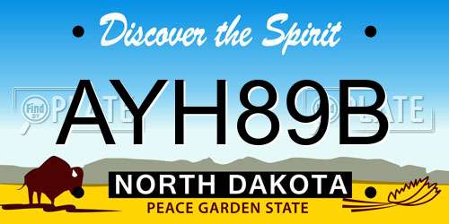 AYH89B North Dakota License Plate