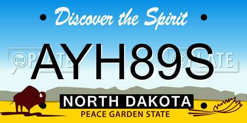 AYH89S North Dakota License Plate
