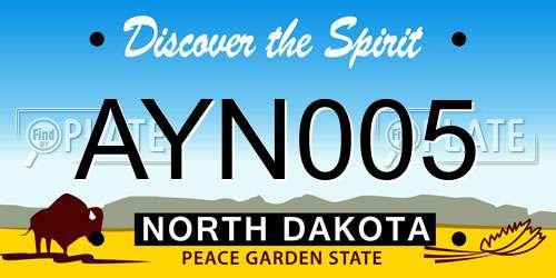 AYN005 North Dakota License Plate