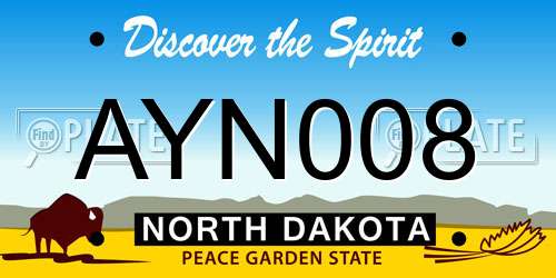 AYN008 North Dakota License Plate