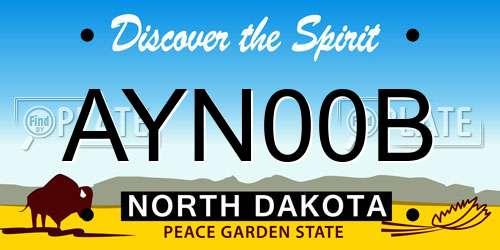 AYN00B North Dakota License Plate