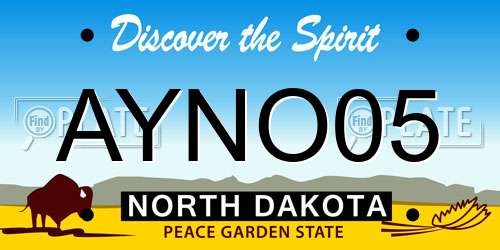 AYNO05 North Dakota License Plate