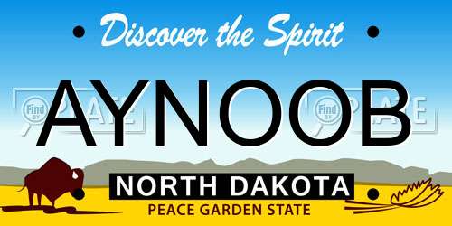 AYNOOB North Dakota License Plate