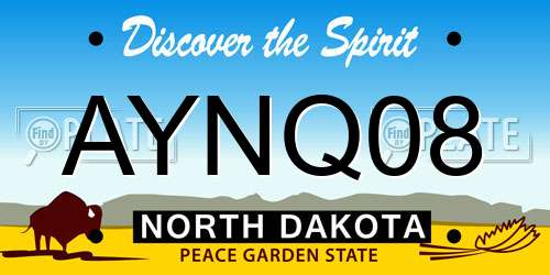 AYNQ08 North Dakota License Plate
