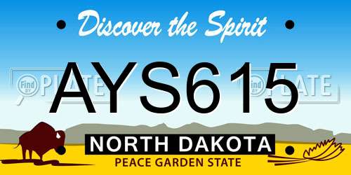 AYS615 North Dakota License Plate