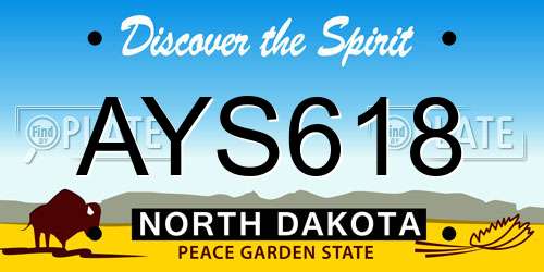 AYS618 North Dakota License Plate