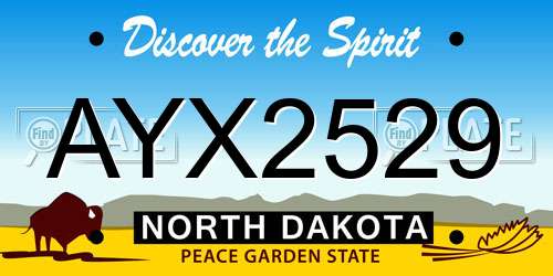 AYX2529 North Dakota License Plate