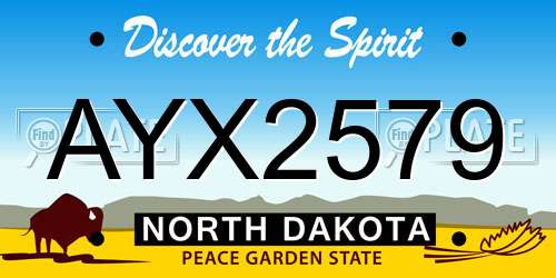 AYX2579 North Dakota License Plate