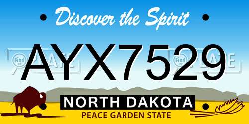 AYX7529 North Dakota License Plate