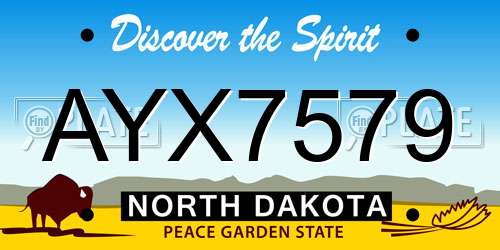 AYX7579 North Dakota License Plate