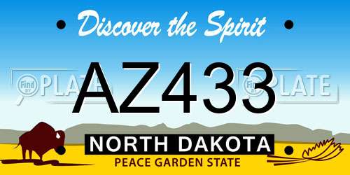 AZ433 North Dakota License Plate