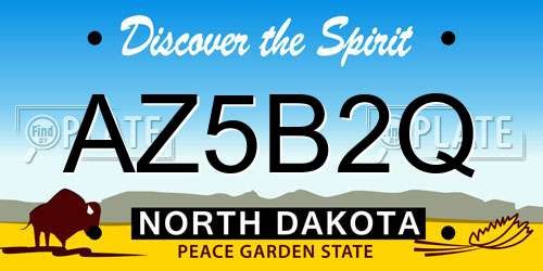 AZ5B2Q North Dakota License Plate