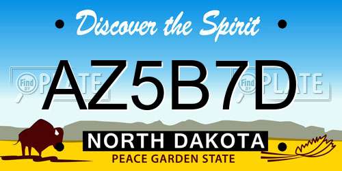 AZ5B7D North Dakota License Plate
