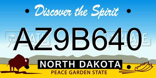 AZ9B640 North Dakota License Plate
