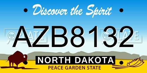 AZB8132 North Dakota License Plate