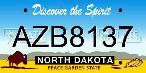AZB8137 North Dakota License Plate