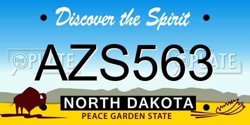 AZS563 North Dakota License Plate