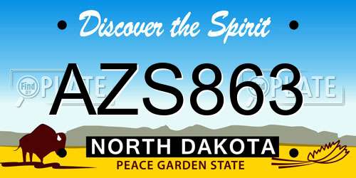 AZS863 North Dakota License Plate